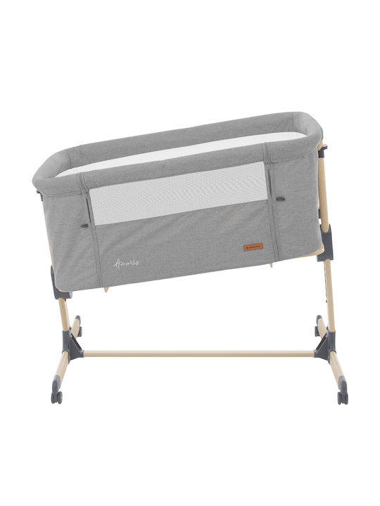 Kikka Boo Cradle Amaris with Mattress, Side Opening, and Wheels Gray