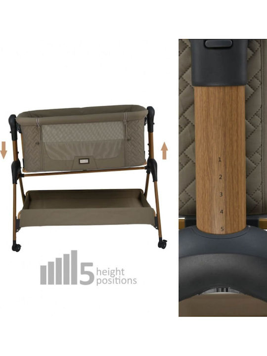 Bebe Stars Cradle with Mattress, Side Opening, and Wheels Beige