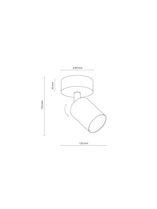 TK Lighting Single Spot with Socket GU10 in Black Color