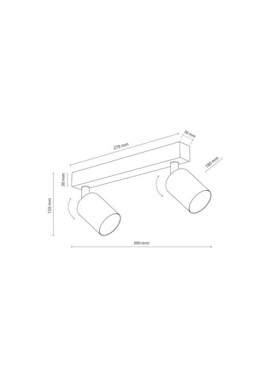 TK Lighting Double Spot with Socket GU10 in Black Color