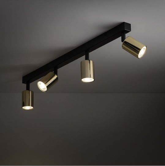 TK Lighting Σποτ με 4 Φώτα και με Ντουί GU10 σε Μαύρο Χρώμα