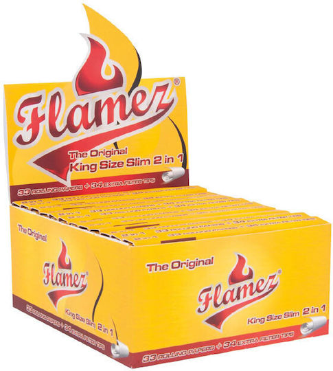 Flamez Cigarette Rolling Papers Slim King Size with Cone Tips 33 sheets 1pcs