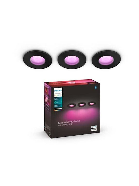 Philips Χωνευτό Σποτ με Ενσωματωμένο LED RGBW Μαύρο