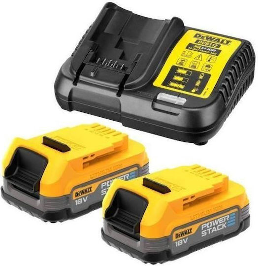 Dewalt Комплект 2 Батерии за Инструменти Литиеви 18V Капацитет 5Ах със Зарядно