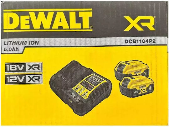 Dewalt Комплект 2 Батерии за Инструменти Литиеви 18V Капацитет 5Ах със Зарядно