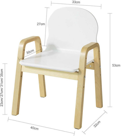 Kinderstühle 40x57,5x31cm Weiße 2Stücke Kinderstühle 40x57,5x31cm Weiße 2Stücke