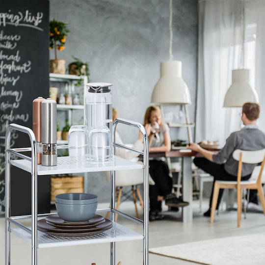 Relaxdays Metallic Kitchen Trolley 3 Tiers Silver 40.5x31x75cm
