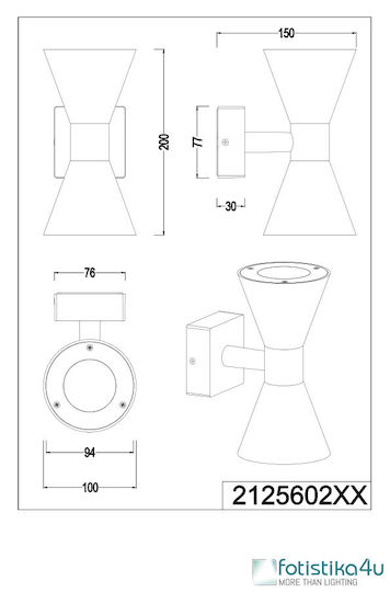 Trio Lighting Стенно Външно Спот Осветление GU10 IP44 Двоен лъч 10x20εκ.