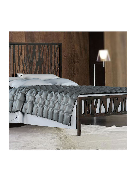 Mountain Double Metal Bed Bronze with Slats for Mattress 160x200cm