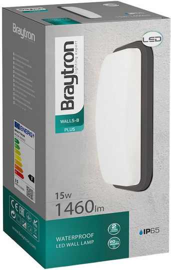 Braytron Стенно Външно Осветително Тяло IP65 23.6x11.6x6.8εκ.