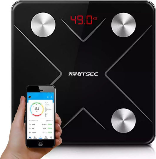 Smart Badezimmerwaage 180kg mit Körperfettmessung Bluetooth Schwarze 17089V
