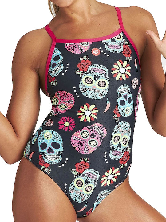 Crazy Skulls Carnival Sportlicher Badeanzug Schwarz