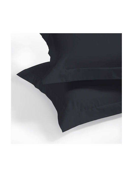 Aslanis Home Satin Pillowcase Set Oxford Black 50x80cm.