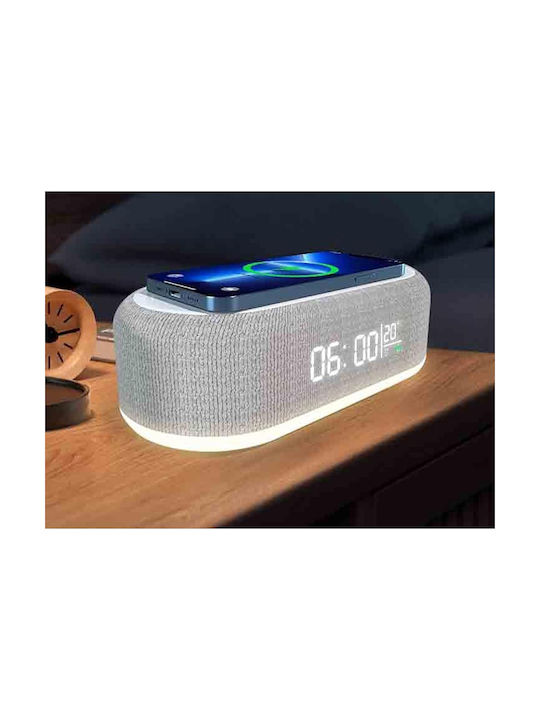 Verk Group Tabletop Digital Clock with Alarm & Wireless Charging White