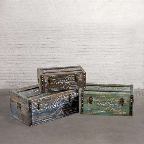 Set of 3 Wooden Storage Boxes Db003127 Dialma Brown