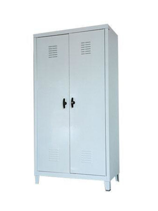 Ντουλάπα Γαλβανιζέ Δίφυλλη Ράφια 195x90x46cm
