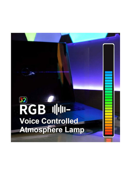 Arrango Rgb Led Music Sync Sound Control Rhythm Strip Light 19*1.7cm Επαναφορτιζată 1τμχ Alb