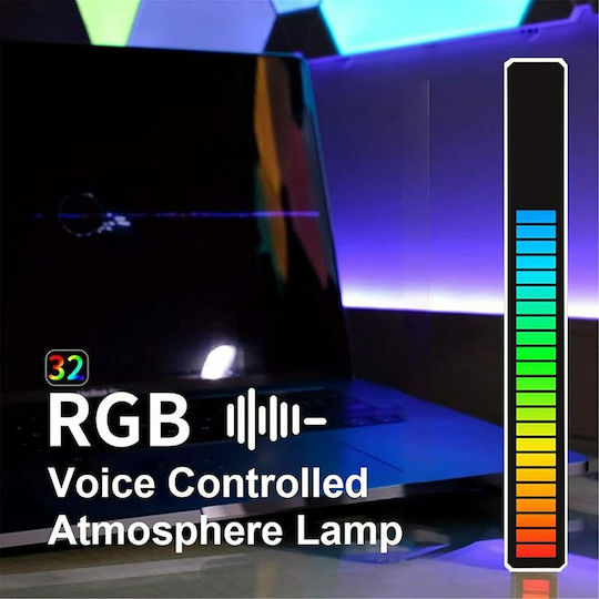 Arrango Rgb Led Music Sync Sound Control Rhythm Strip Light 19*1.7cm Επαναφορτιζată 1τμχ Alb