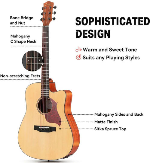 Donner Ec-1018 Semi-Akustik Gitarre Set