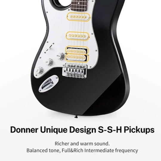 Donner Ec-1224 Σετ Ηλεκτρική Κιθάρα Αριστερόχειρες Θήκη Ενισχυτή