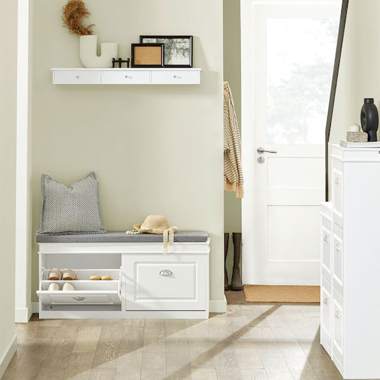 Entry Furniture with Shoe Rack & Bench White 104x52x24cm