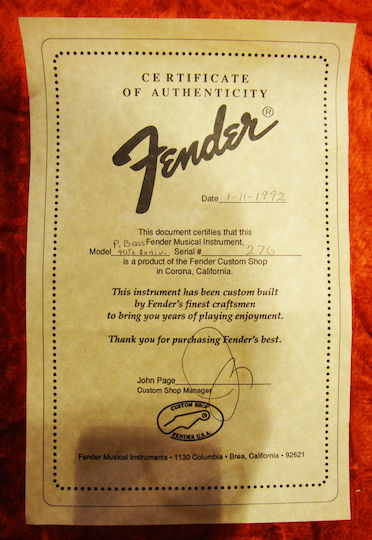 Fender Precision Bass 4oth Anniversary Usa Ηλεκτρικό Μπάσο