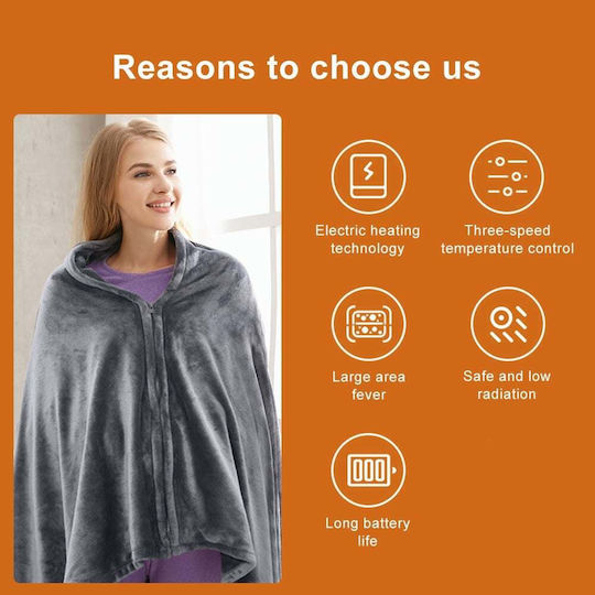 Usb Heated Fleece Blanket 40°c ∼ 60°c Usb 150x80cm Oem – Gray