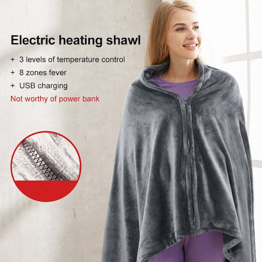 Usb Heated Fleece Blanket 40°c ∼ 60°c Usb 150x80cm Oem – Gray