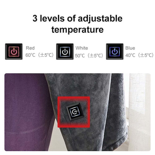 Usb Heated Fleece Blanket 40°c ∼ 60°c Usb 150x80cm Oem – Gray