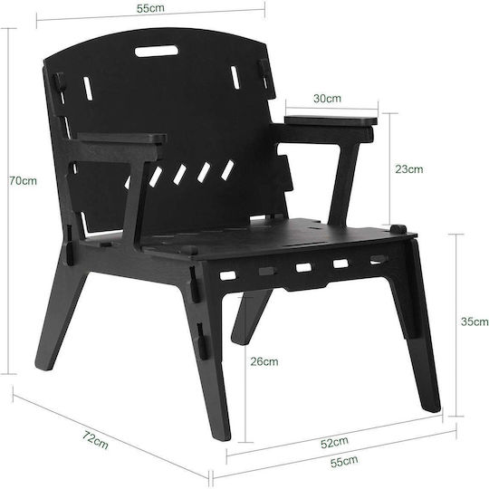Καρέκλα Κουζίνας 55x70x72εκ. Μαύρος