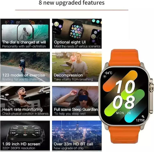T900 Ultra Smartwatch mit Pulsmesser (Schwarz)