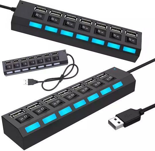 USB 2.0 7 Port Hub with USB-A Connection
