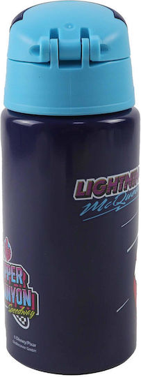 Gim Cars Kids Water Bottle Thermos Stainless Steel with Straw Gray 500ml