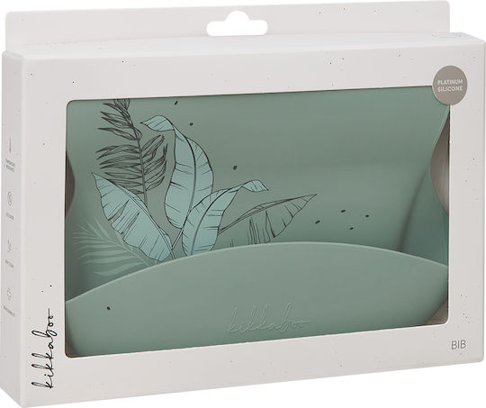 Kikka Boo Waterproof Bib Silicone with Button & Pocket Sage for 6 m+