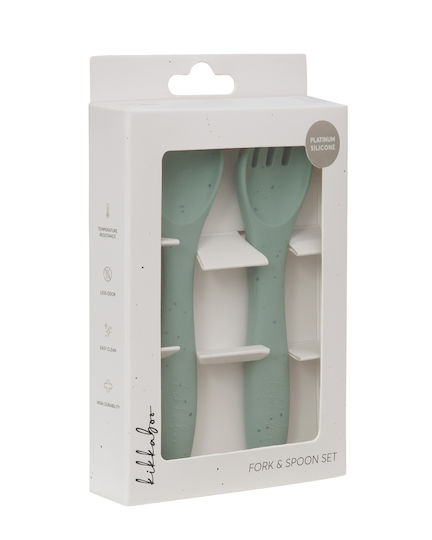 Kikka Boo Baby Set with Fork with Temperature Indicator made of Silicone for 6+ months Green 2pcs
