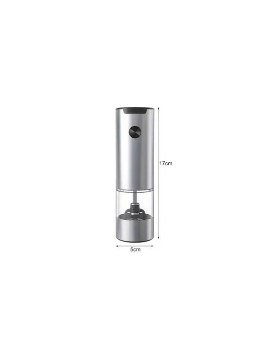 Ηλεκτρικός Μύλος Αλατιού Inox σε Ασημί Χρώμα 17cm