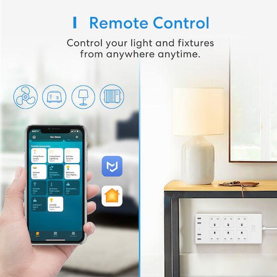 Meross Smart Πολύπριζο 6 Θέσεων με 4 USB-A και Διακόπτη