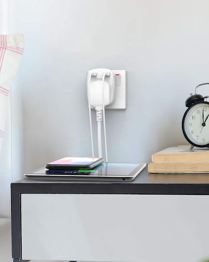 Tessan Einzelne Steckdose 3 Positionen mit 2 USB-A