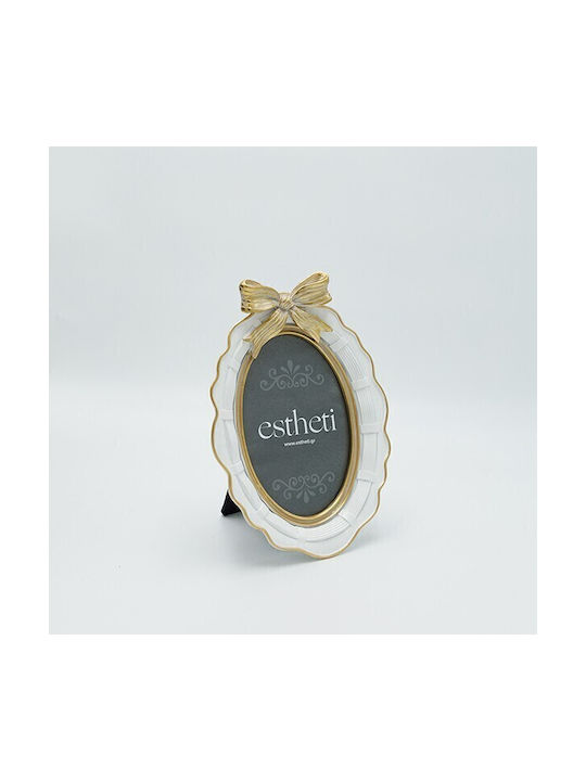 Estheti Home Photo Frame 13x18 Bow Polyresin White-Gold 17.50x3.5x24.5cm 815-00060