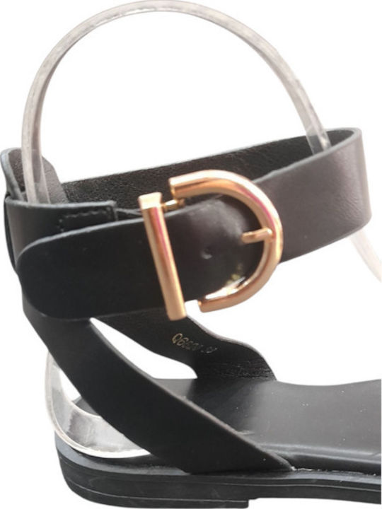 Women's Flat Sandals in Black Color