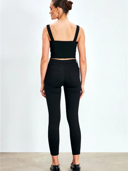 Women's Fabric Trousers Slim Fit Black