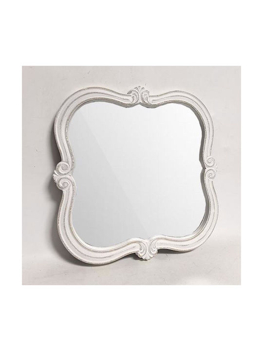 Wall Mirror with White Wooden Frame 51x51cm 1pcs