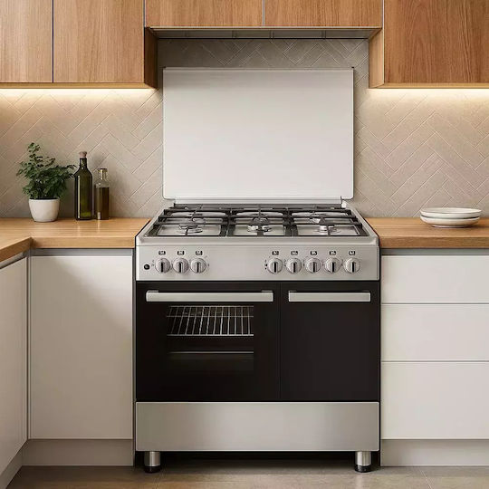 Calfer Gas Aragaz 64lt cu Plite pe Gaz Lichefiat L90cm. Inox
