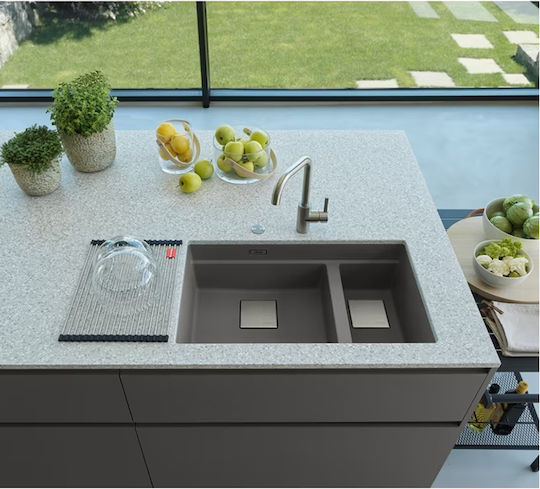 Franke Kubus 2 KNG 110-52 1250558512 Поддръжка Мивка от Синтетичен Гранит Ш76xД46см Сив