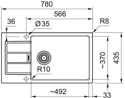 Franke Sirius 2.0 S2d 611-78xl Ένθετος από Συνθετικό Γρανίτη Μ78xΠ43.5cm Carbon Black