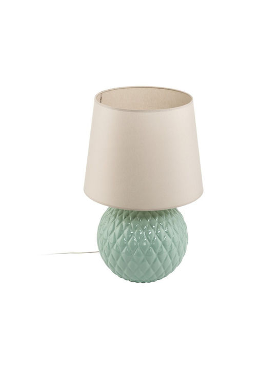 TK Lighting Santana Glass Table Lamp for Socket E27 with White Shade and Green Base
