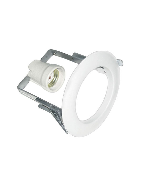 Aca Round Metallic Recessed Spot with Socket E27 White 80x80cm. 1pcs