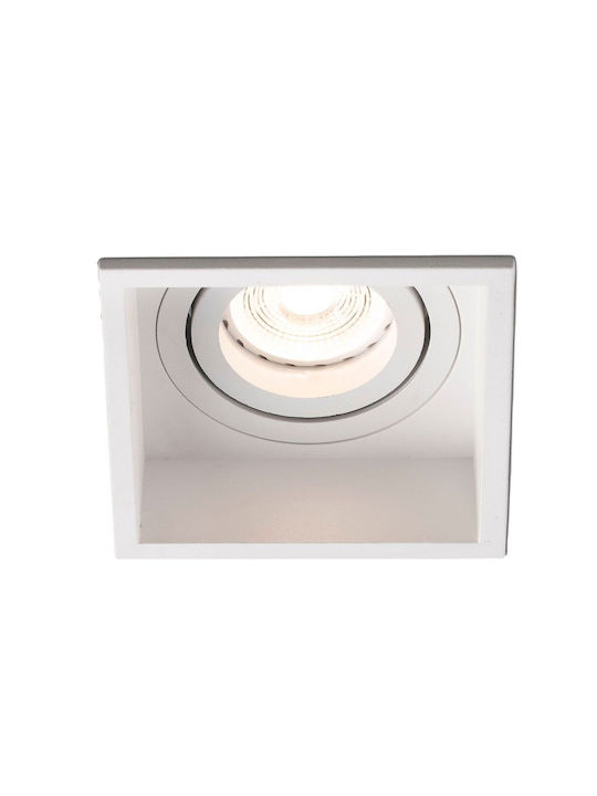 Faro Barcelona Hyde Pătrat Metalic Spot Încorporat cu Soclu GU10 Alb 8.9x8.9cm. 1buc