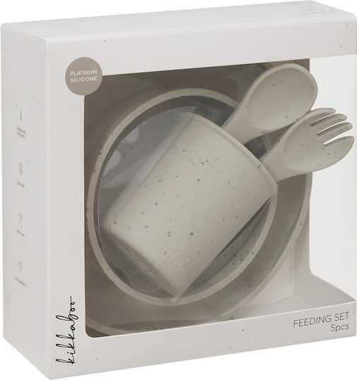 Kikka Boo Feeding Set Platinum made of Silicone Beige 5pcs for 6+ months