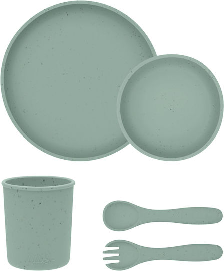 Kikka Boo Feeding Set Platinum made of Silicone Green 5pcs for 6+ months